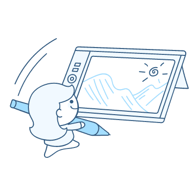 Fata care face design pe tableta - ilustratie